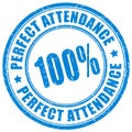100 percent perfect attendance stamp