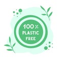 100 percent plastic free, green icon, chemical mark zero. Vector Illustration for backgrounds, covers and packaging Royalty Free Stock Photo
