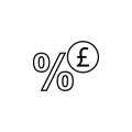 Percent, pound icon. Element of finance illustration. Signs and symbols icon can be used for web, logo, mobile app, UI, UX Royalty Free Stock Photo