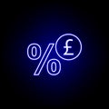 percent pound icon in neon style. Element of finance illustration. Signs and symbols icon can be used for web, logo, mobile app, Royalty Free Stock Photo