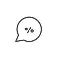 Percent price off discount in a speech bubble icon. Promo badge for advertising design concept isolated modern outline on white Royalty Free Stock Photo