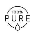 100 percent pure label sticker badge stamp icon, Isolated Transparent Background, 100% pure, vector illustration Royalty Free Stock Photo