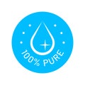 100 percent pure label sticker badge stamp icon, Isolated Transparent Background, 100% pure, vector illustration Royalty Free Stock Photo