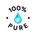 100 percent pure label sticker badge stamp icon, Isolated Transparent Background, 100% pure, vector illustration Royalty Free Stock Photo