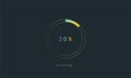 20 percent rainbow loading bar, uploading bar for user interface, colorful Futuristic loading bar