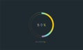 50 percent rainbow loading bar, uploading bar for user interface, colorful Futuristic loading bar