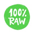 100 Percent Raw food green sign, vegan vector stamp sticker Royalty Free Stock Photo