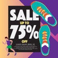 75 Percent Running Shoe Sales Concept Vector Royalty Free Stock Photo