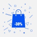 30 percent sale bag tag sign icon. Discount symbol. Special offer label. Icon on blurred background. Stock vector illustration Royalty Free Stock Photo