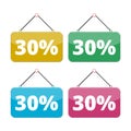 30 percent sale icon set, Discount 30% Royalty Free Stock Photo