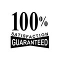 100% Percent Satisfaction Guaranteed Mark Sign Black and White Royalty Free Stock Photo