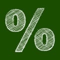 % percent scribble symbol on a green background.