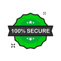 100 percent Secure badge green Stamp icon in flat style on white background. Vector illustration. Royalty Free Stock Photo