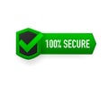 100 percent Secure banner vector isolated on white background. Flat badge or label of secured. Vector illustration.