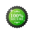 100 percent secure green rubber stamp on white background. Realistic object. Vector illustration. Royalty Free Stock Photo