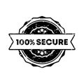 100 percent secure stamp. Vector. 100 percent secure badge icon. Certified badge logo. Stamp Template. Label, Sticker, Icons. Royalty Free Stock Photo