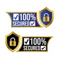 100 Percent Secured Badge, Secure Label, Secured Payment Method, 100% Protected Seal Royalty Free Stock Photo