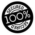 100 percent secured stamp on white