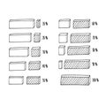 Percent sequence column chart infographic. Hand drawn doodle set. Vector flat illustration