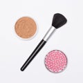 Percent sign of brush with powder and blush - makeup sale concept