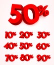 Percent sign collection. Discount creative set. 3d mega sale symbol. Sale banner and poster elements.