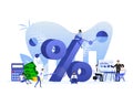 Percent sign with flat style people. Vector illustration Royalty Free Stock Photo
