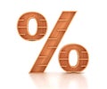 Percent sign in shape of wooden shelf isolated,