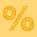 Percent sign shaped concept filled with editable linear icons