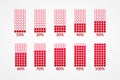 10 20 30 40 50 60 70 80 90 100 percent square charts. Isolated red symbols. Percentage vector element. Infographic diagram icons. Royalty Free Stock Photo