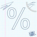 Percent symbol discount line sketch icon isolated on white background. Sale percentage - price label, tag. Vector Royalty Free Stock Photo