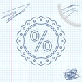 Percent symbol discount line sketch icon isolated on white background. Sale percentage - price label, tag. Vector Royalty Free Stock Photo