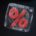 Percent symbol inside ice block