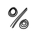 Percent symbol scribble font in doodle scribble brush hand drawn style isolated on white background. For lettering, presentation,