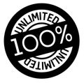 100 percent unlimited stamp on white