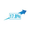 Percent up arrow icon. Percentage, arrow, growth. Banking concept. Can be used for topics like investment, interest rate, finance