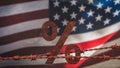 The Percent on USA flag for Business concept 3d Rendering Royalty Free Stock Photo