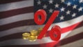 The Percent on USA flag for Business concept 3d Rendering Royalty Free Stock Photo