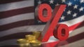 The Percent on USA flag for Business concept 3d Rendering Royalty Free Stock Photo