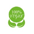 100 percent vegan logo vector icon. Vegetarian organic food label badge with leaf. Royalty Free Stock Photo