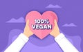 100 percent vegan. Organic bio food sign. Vector