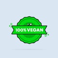 100 percent vegan stamp. Vector. 100 percent vegan badge icon. Certified badge logo. Stamp Template. Label, Sticker, Icons. Vector Royalty Free Stock Photo