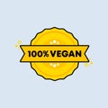 100 percent vegan stamp. Vector. 100 percent vegan badge icon. Certified badge logo. Stamp Template. Label, Sticker, Icons. Vector Royalty Free Stock Photo