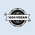 100 percent vegan stamp. Vector. 100 percent vegan badge icon. Certified badge logo. Stamp Template. Label, Sticker, Icons. Vector Royalty Free Stock Photo