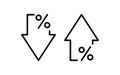 Percentage arrow up and down icon. Percent line icon. Price increase, decrease. Business simple symbol. Vector