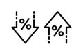 Percentage arrow up and down icon. Percent line icon. Price increase, decrease. Business simple symbol. Vector