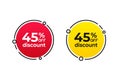 45 percentage circle discount tag icons collection. Set of red and yellow sale labels Royalty Free Stock Photo