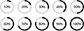Percentage circle set. Progress or loading percentage infographic icons containing 0% to 100% with 5% increase Royalty Free Stock Photo