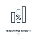 Percentage Growth Icon. Chart, Increase, Progress. Editable Stroke. Vector Icon