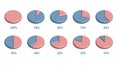 Percentage infographics elements set in shape of 3d pie chart