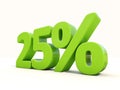 25% percentage rate icon on a white background